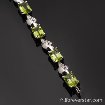 Bracelet en argent sterling Natural Peridot 925